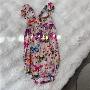 Posh Peanut Floral Butterfly One Piece - Pink and Purple